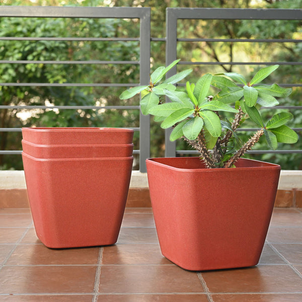 Earth-Friendly Daisy Self Watering Planters 14 Inch set of 4 | Wheeled Planter