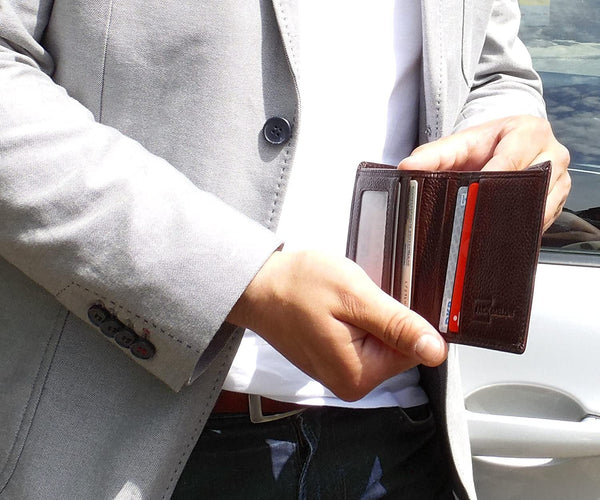 Portofel subtire pentru barbati din piele fara compartiment de monede