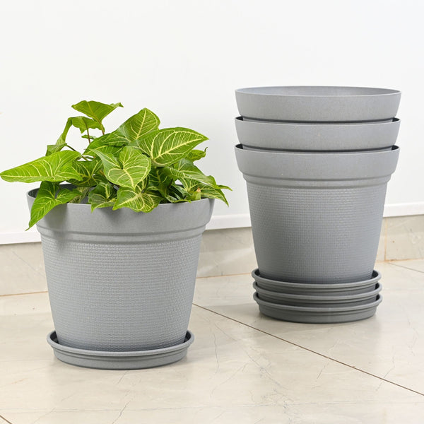 Earth-Friendly Planters Aura 12 Inch set of 4 | Bamboo Based Pots and Planters
