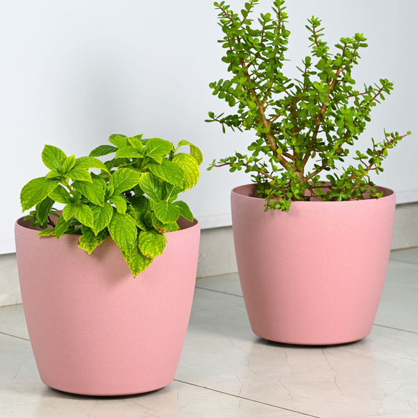 Earth Friendly Deco Wheeled Planters 12 Inch set of 2 | Self Watering