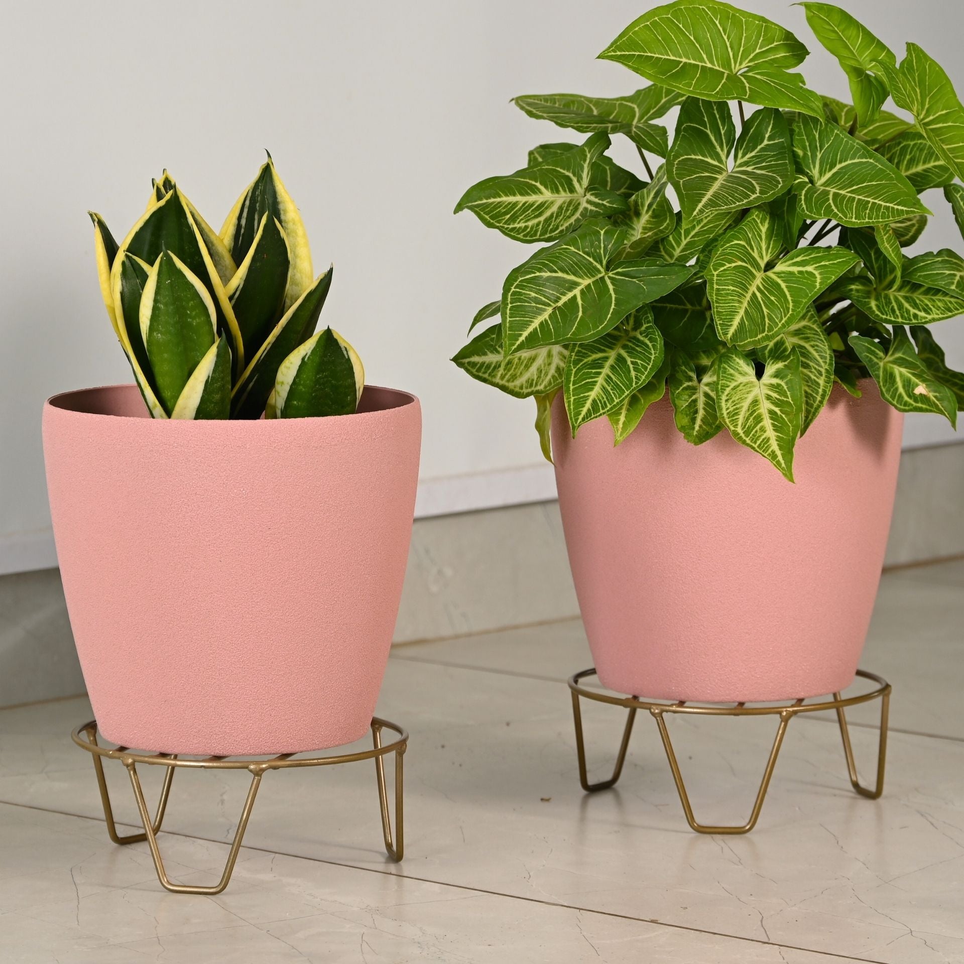 Earth-Friendly Deco 9″ Set of 2 | Self-Watering pots and Planters with Stand