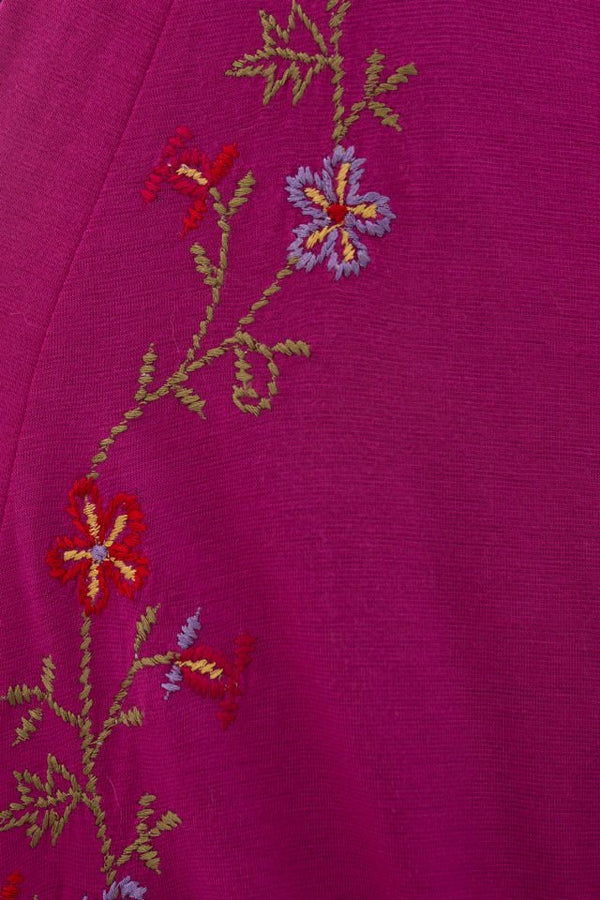 Cardigan Ciclam Cu Broderie Florala Mărime M-L