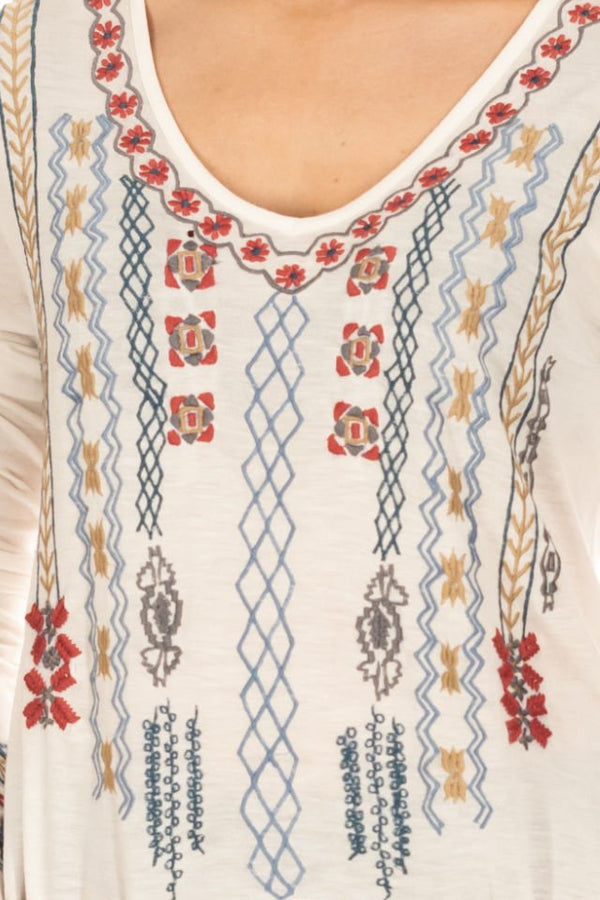 Bluză ivory cu broderie si buzunare cangur Marime M-L