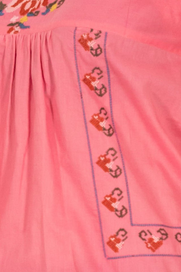 Bluză roz cu broderie, Mărime S