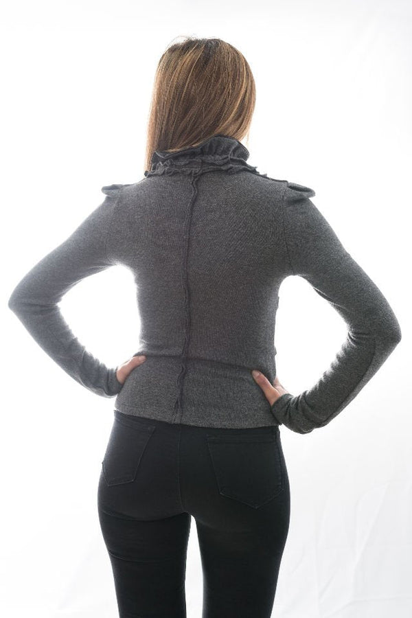 Pulover Gri Cu Volane Marime S