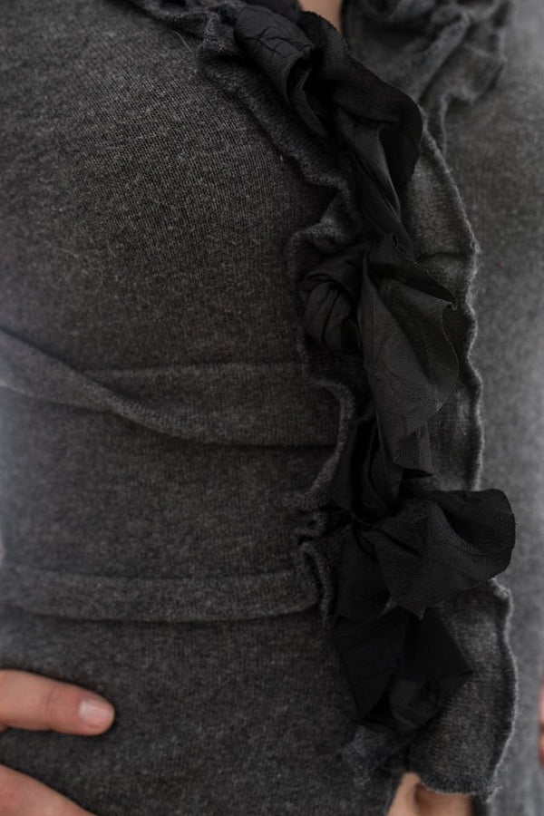 Pulover Gri Cu Volane Marime S