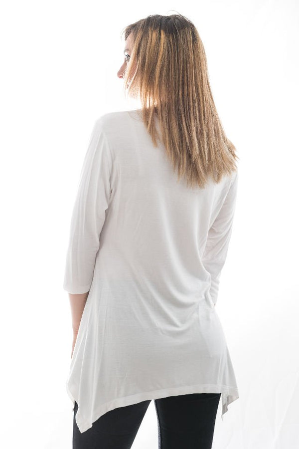 Bluză Alba Cu Broderie Turcoaz Mărime M-L