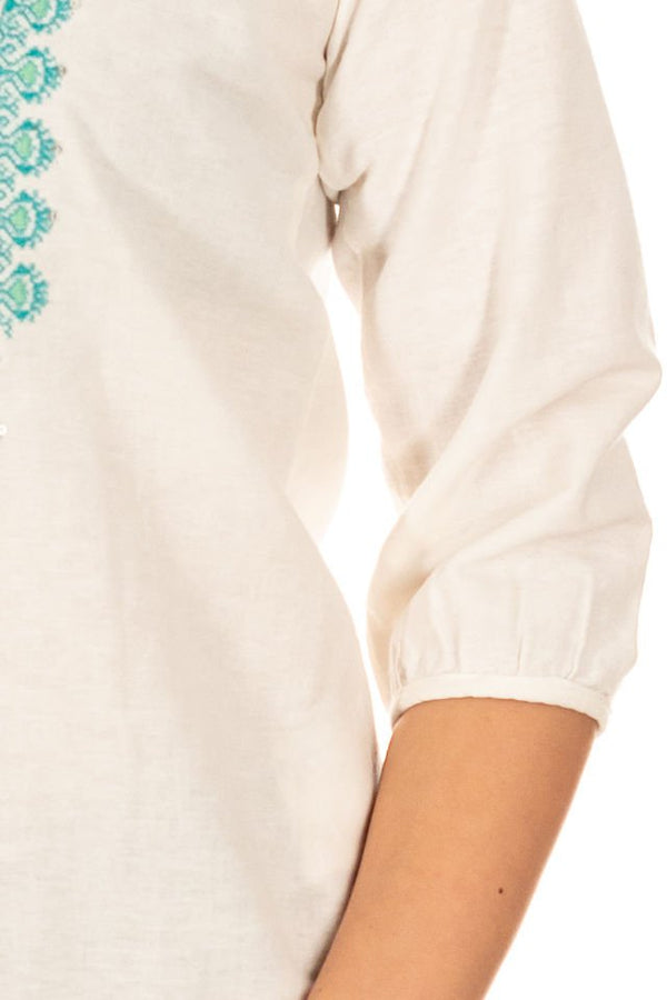 Bluza tip ie cu broderie verde