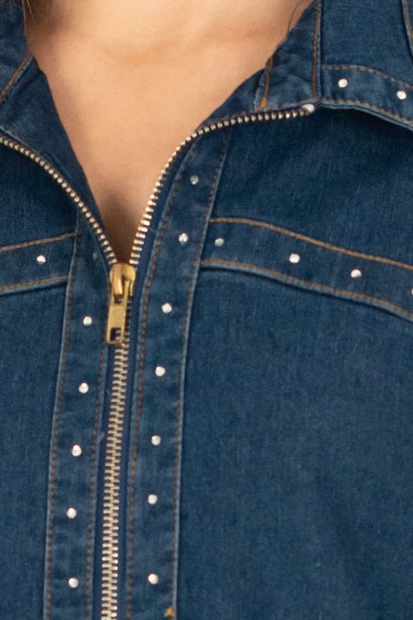 Jacheta denim casual, Marime L