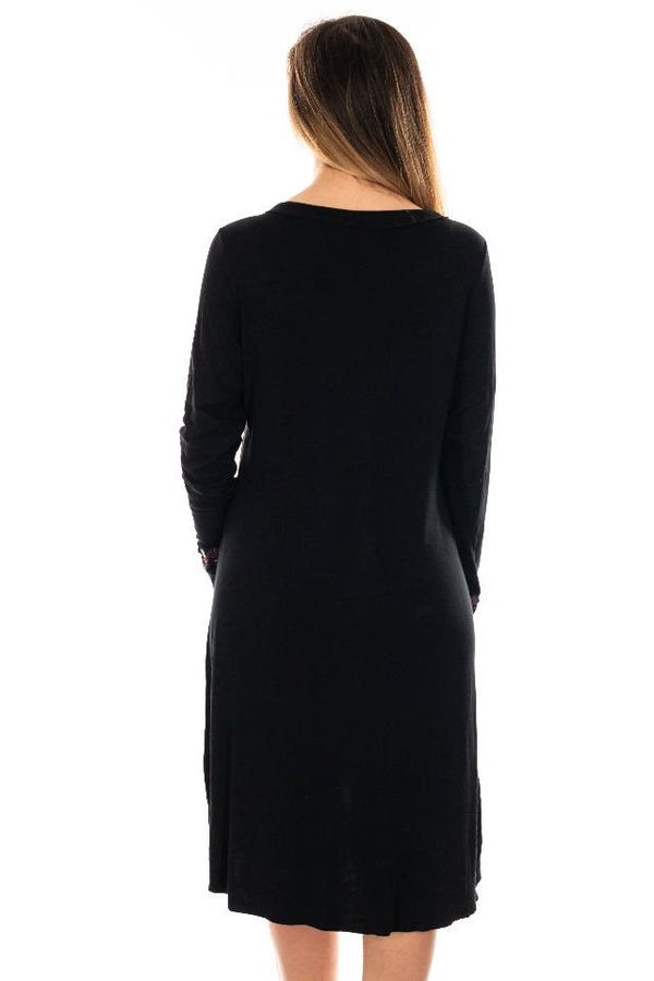 Rochie neagra cu broderie etnic, Mărime M