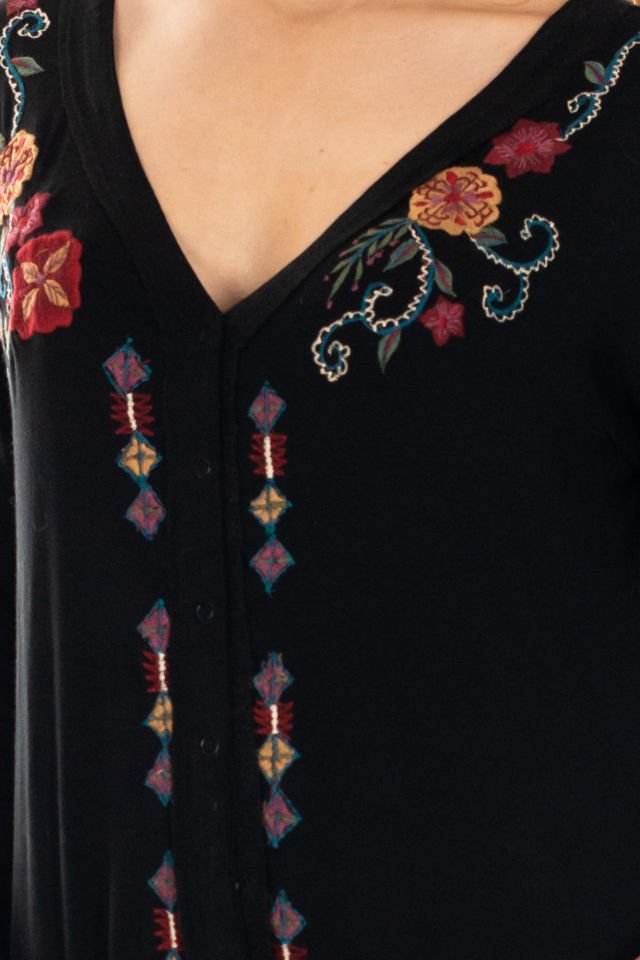 Rochie neagra cu broderie etnic, Mărime M