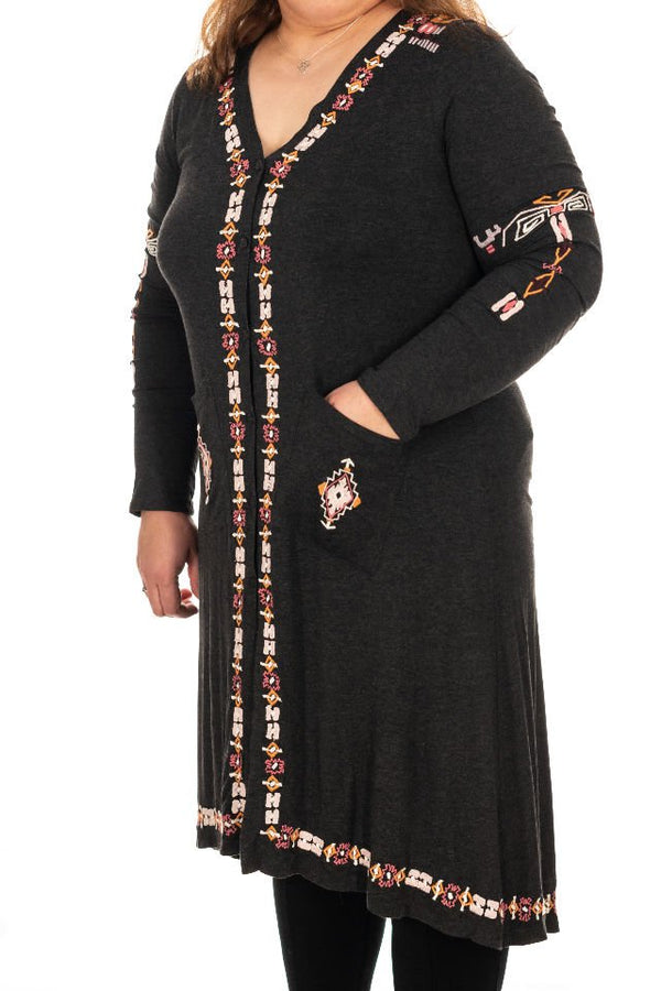 Rochie neagra cu broderie etnic, Marime XL