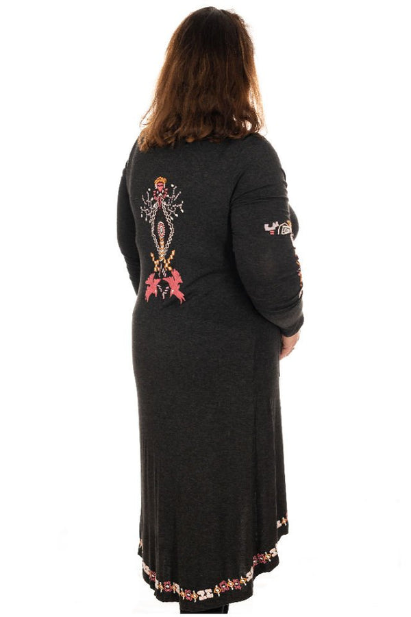Rochie neagra cu broderie etnic, Marime XL