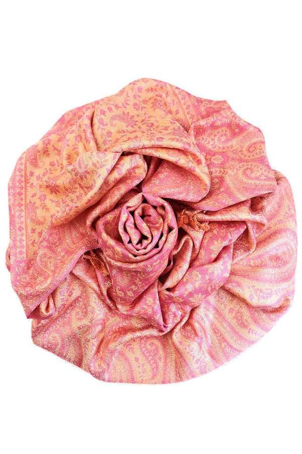 Esarfa Casmir reversibila Paisley oriental floral corai - India