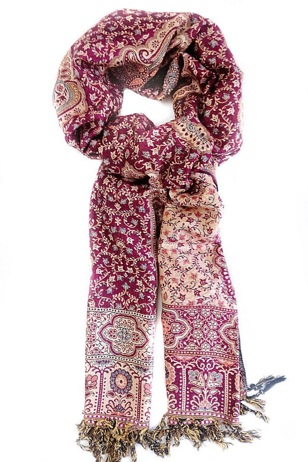 Eșarfă Cașmir reversibilă Paisley oriental floral India