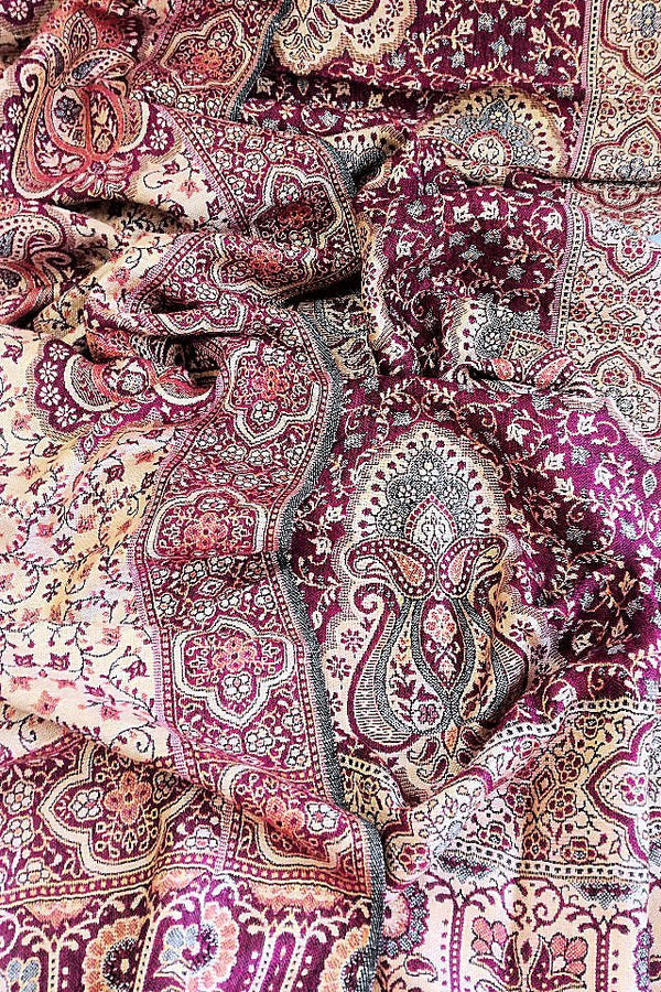 Eșarfă Cașmir reversibilă Paisley oriental floral India