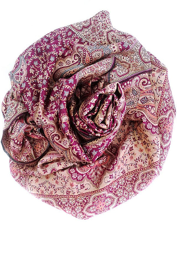 Eșarfă Cașmir reversibilă Paisley oriental floral India