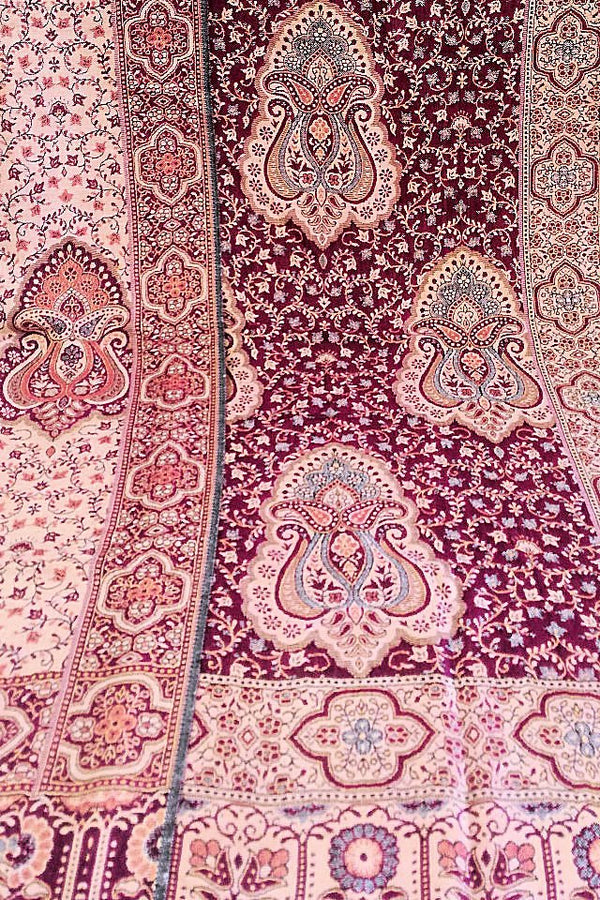 Eșarfă Cașmir reversibilă Paisley oriental floral India