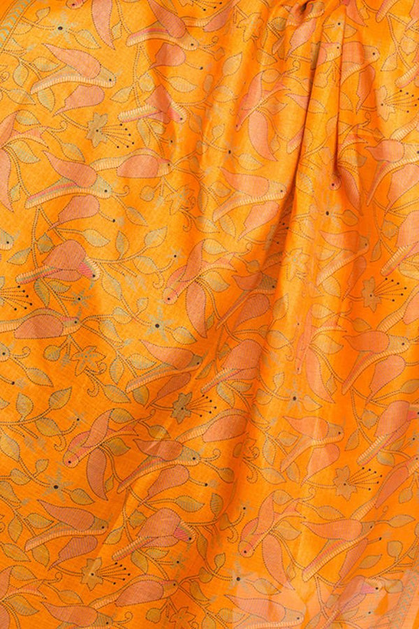 Esarfa Cara, Matase naturala tussar, orange, Marime universala