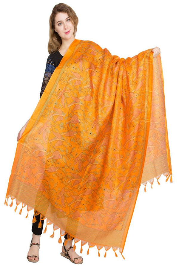 Esarfa Cara, Matase naturala tussar, orange, Marime universala