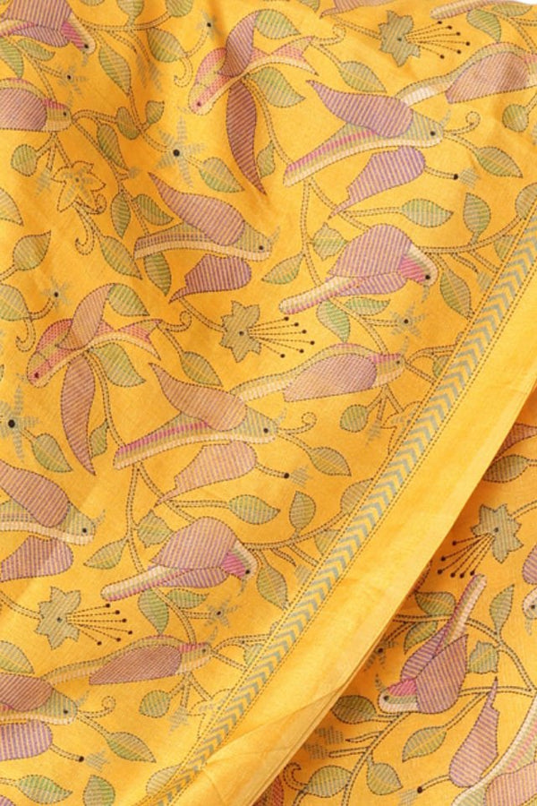 Esarfa-Sal Cara, de matase naturala Tussar, culoare galben 