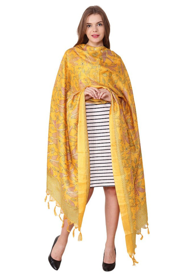 Esarfa-Sal Cara, de matase naturala Tussar, culoare galben 