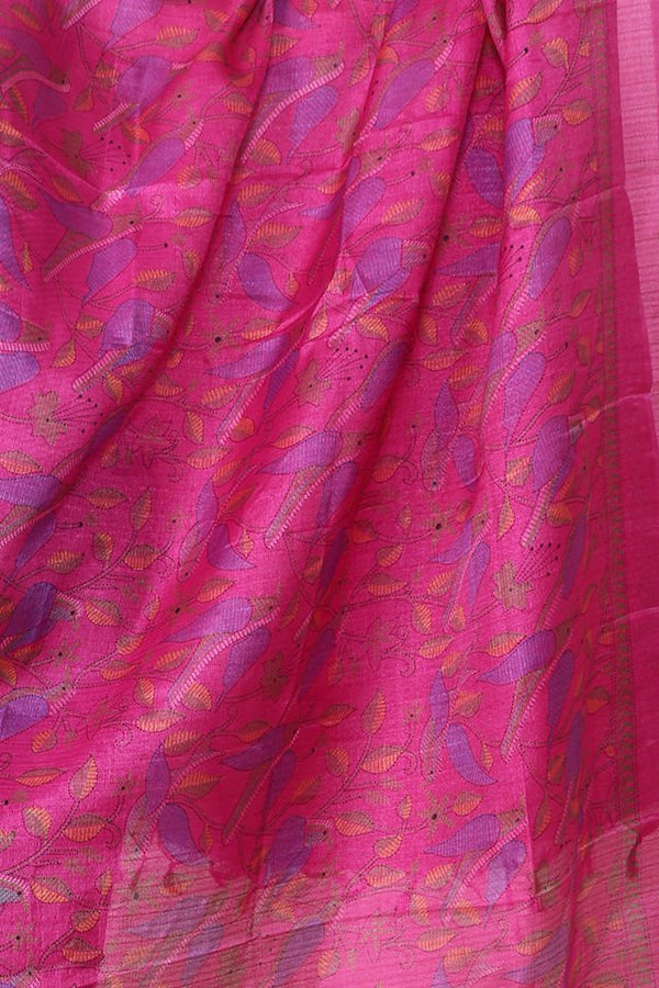 Eșarfă Cara, Mătase naturala tussar, roz siclam, marime universala