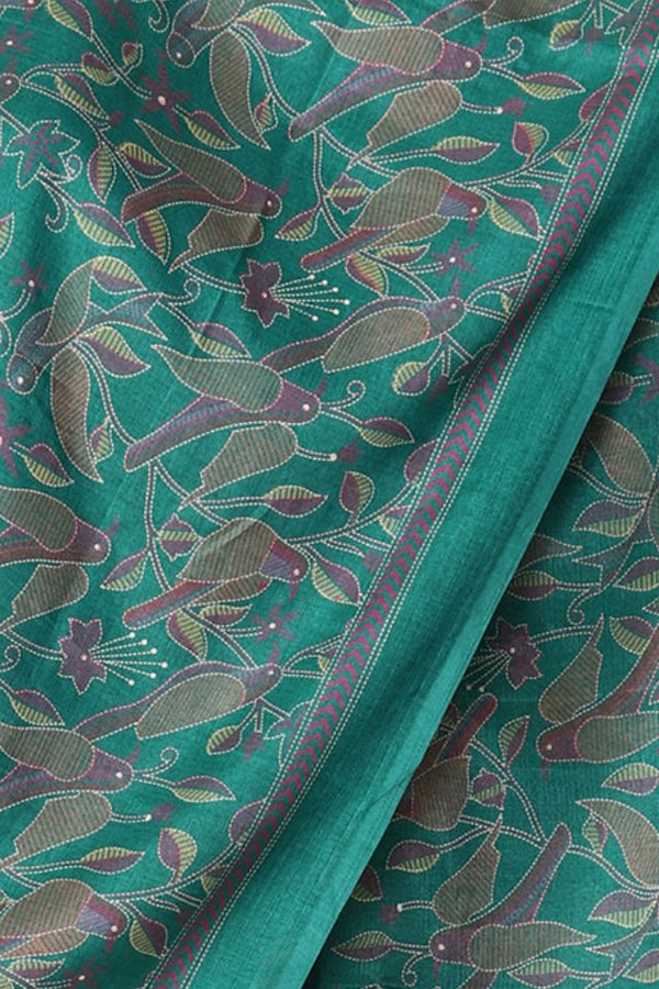 Esarfa Cara, Matase naturala tussar, verde, Marime universala