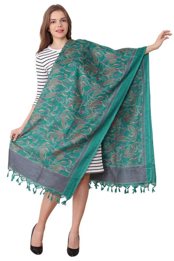 Esarfa Cara, Matase naturala tussar, verde, Marime universala