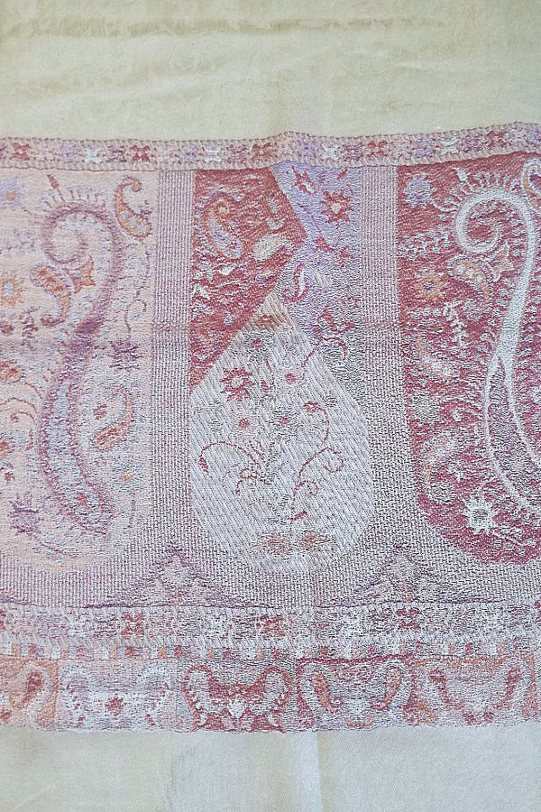Esarfa Casmir reversibila bej Paisley oriental floral India