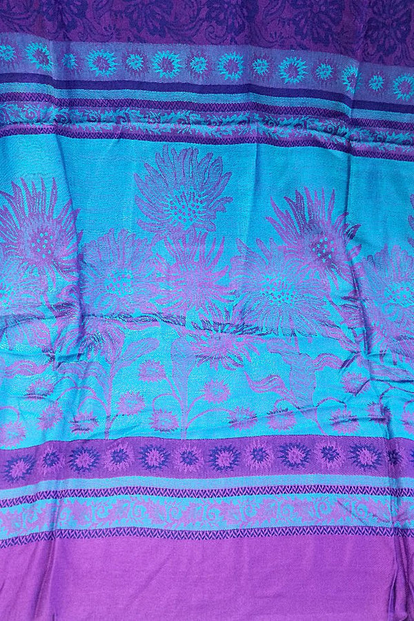 Eșarfă reversibilă turcoaz Paisley oriental floral India