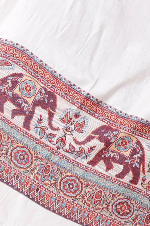 Esarfa Casmir Jacquard reversibila alb cu elefanti