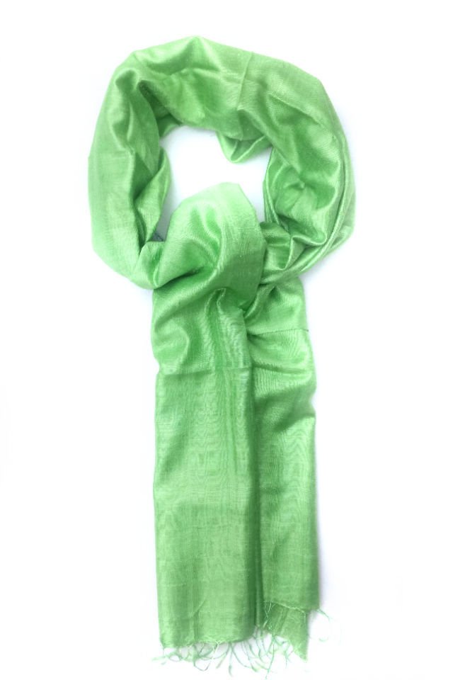 Esarfa Cara, Matase cruda indian Khadi verde-fistic