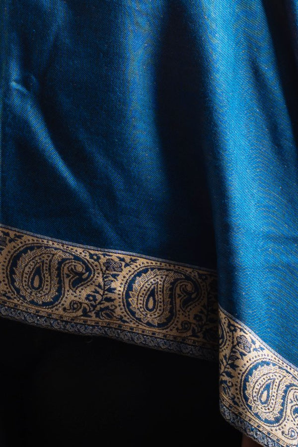 Esarfa Casmir reversibila Paisley India albastru-bej