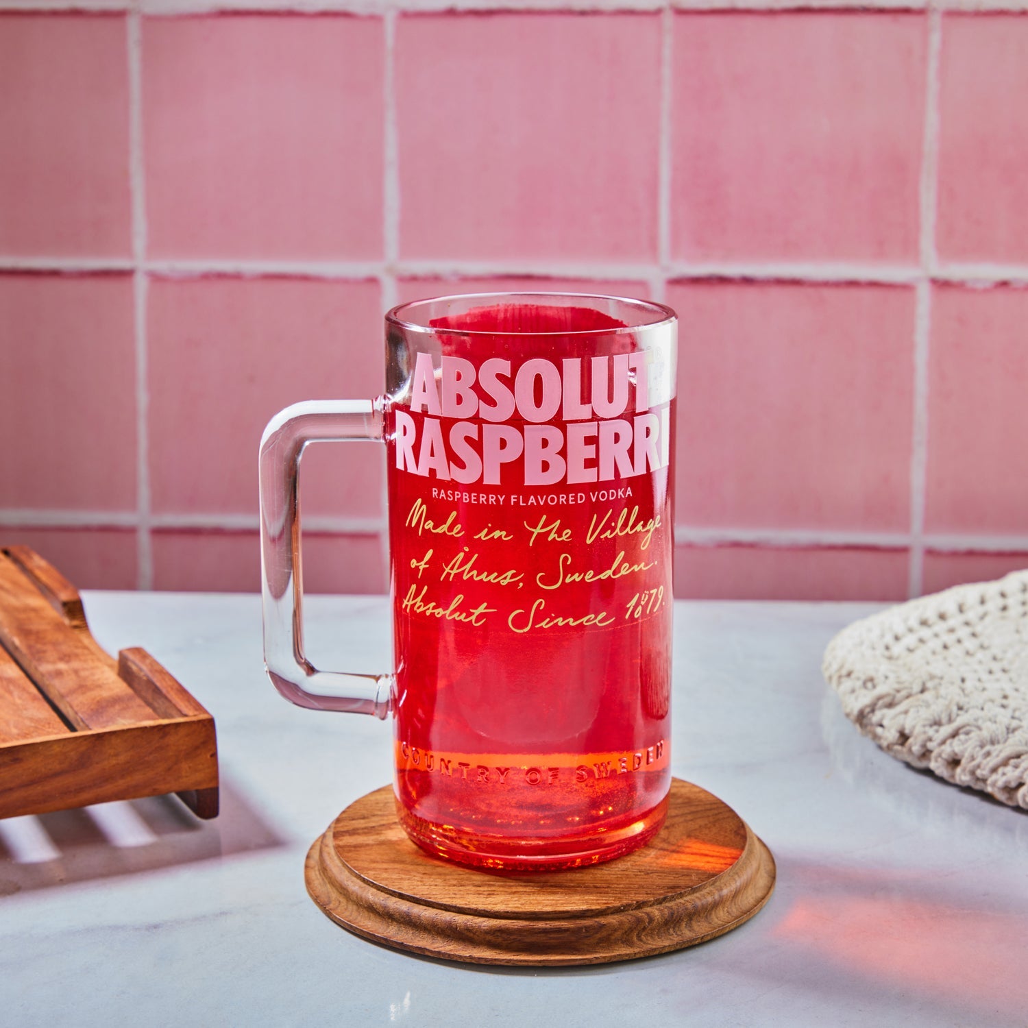 Absolut Raspberry Mug – Bold, Sustainable, and Handcrafted by The Bottle Art