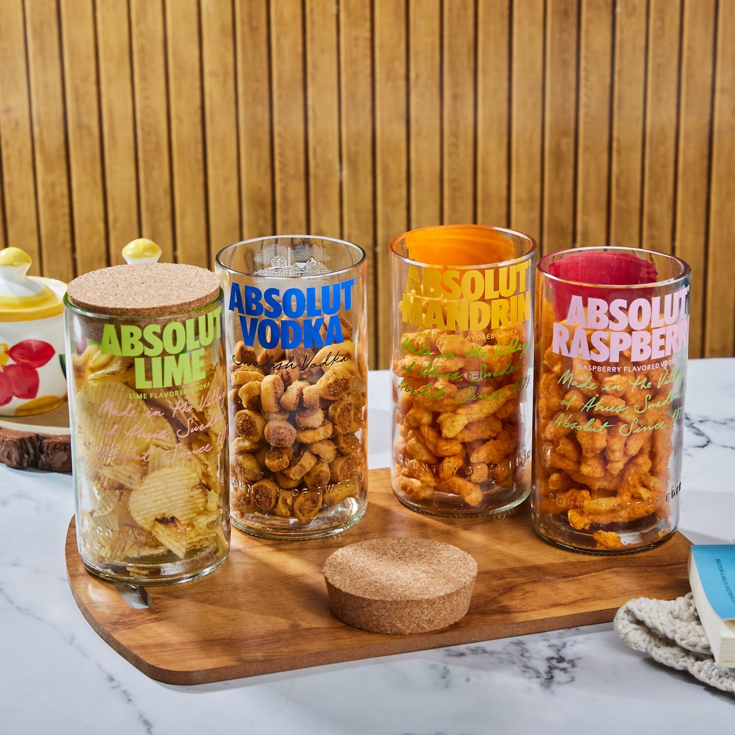 Absolut All Flavours Upcycled Jar with Cork Lid ( Pack Of 1 Jar )
