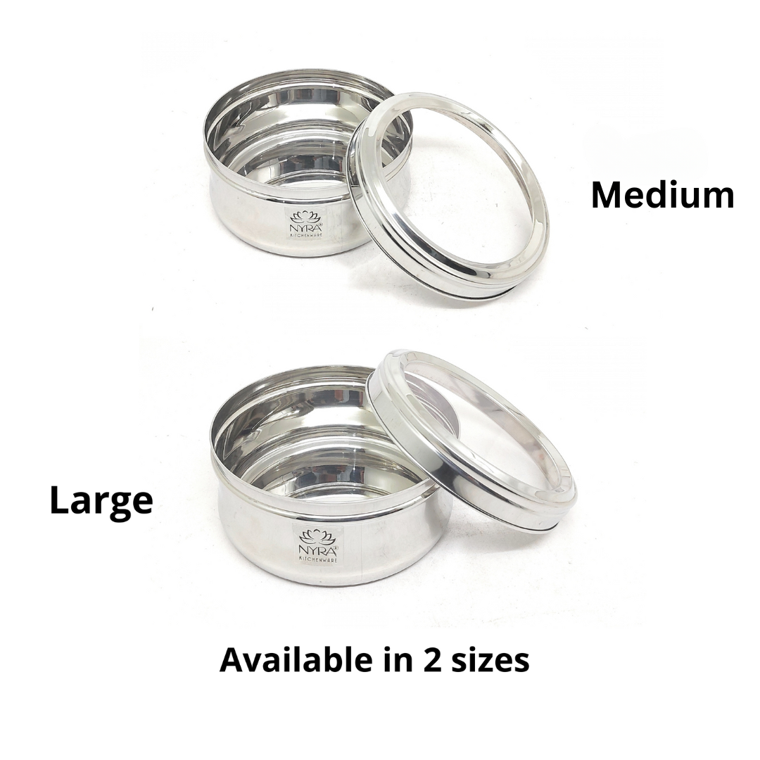 sizes available of Stainless Steel Belly-shaped Box/Container with See-through Lid