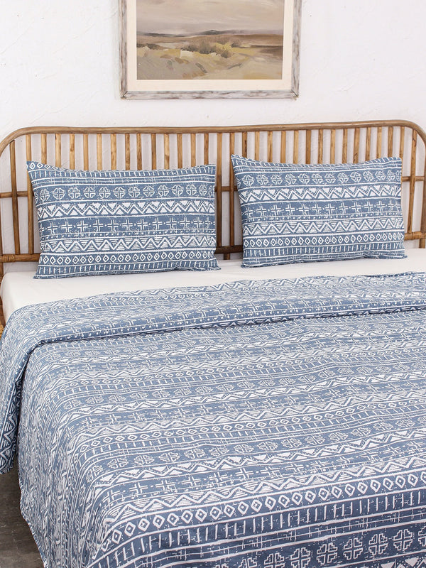 Kullu Patti Bed Set (DDH) (Blue)