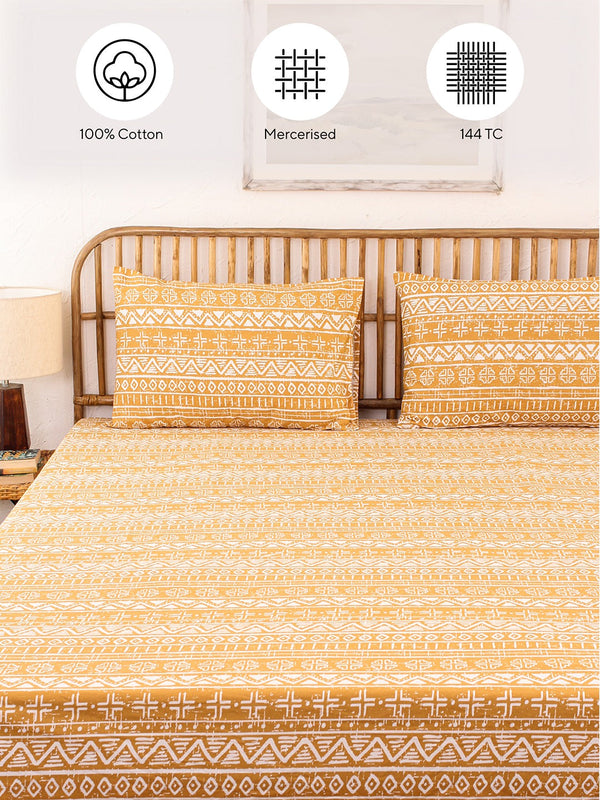 Kullu Patti Single Bedsheet Set (Yellow)