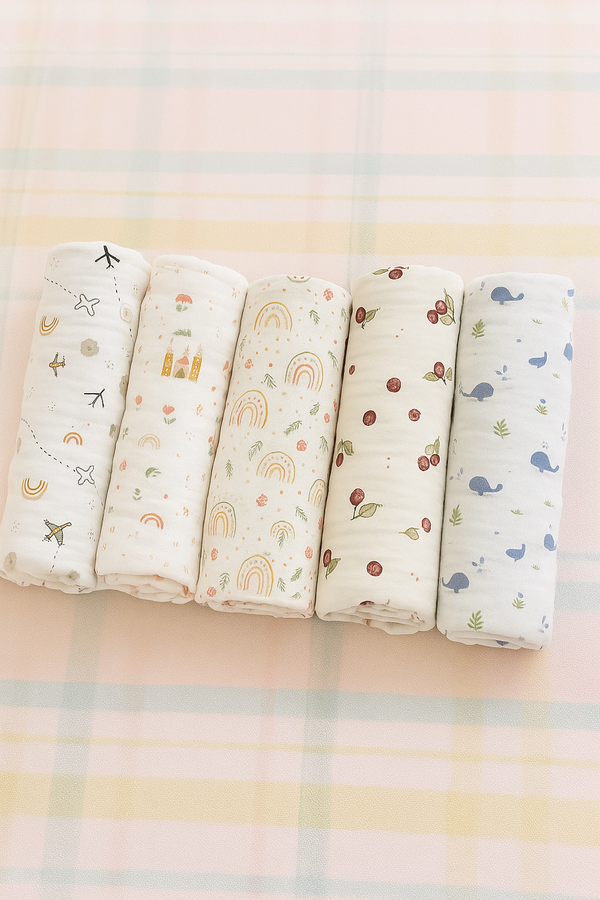 Baby Bath Towels in 2 layered Muslin Cotton (50*90 cms)