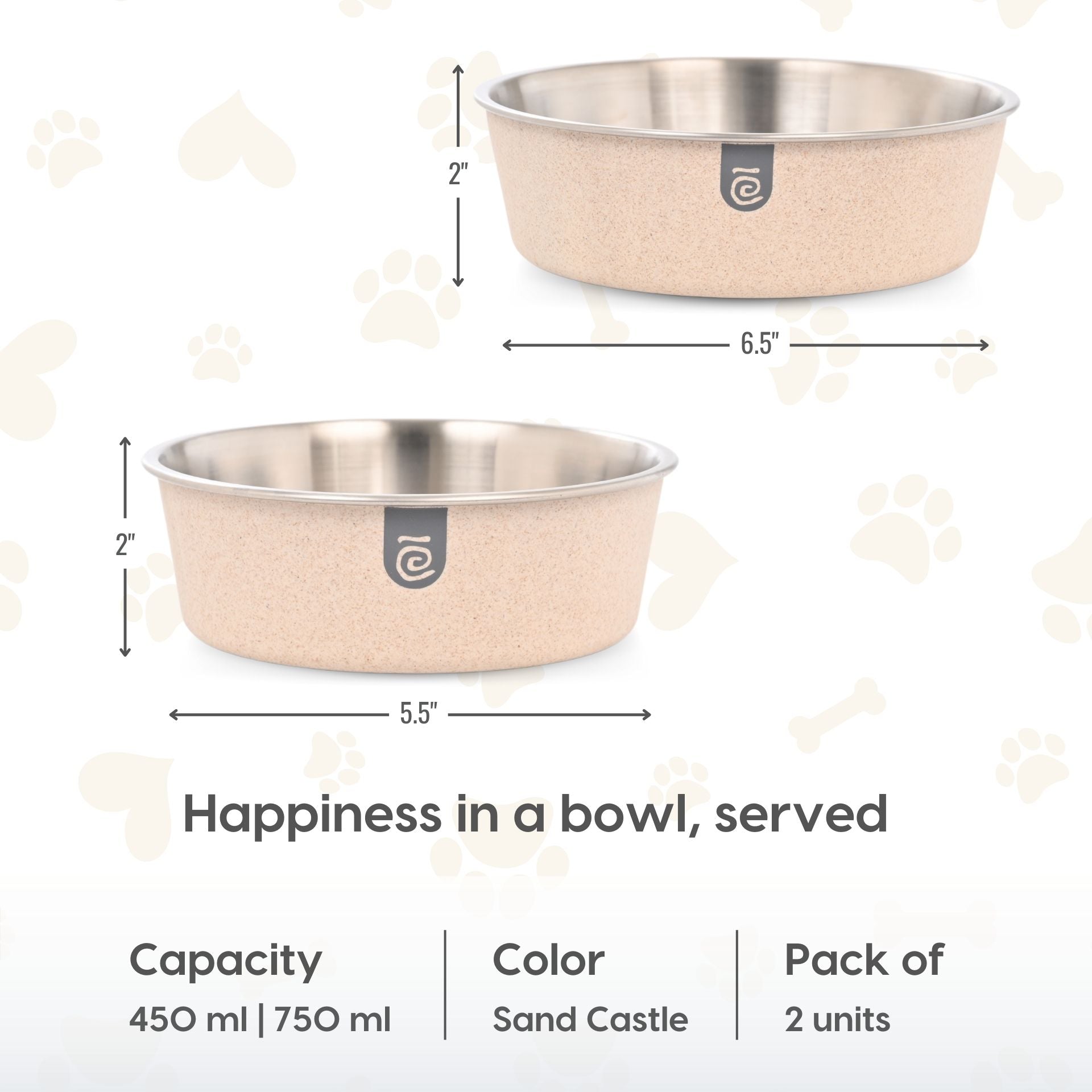 Earth Friendly Bella Pet Bowls | Set of 2