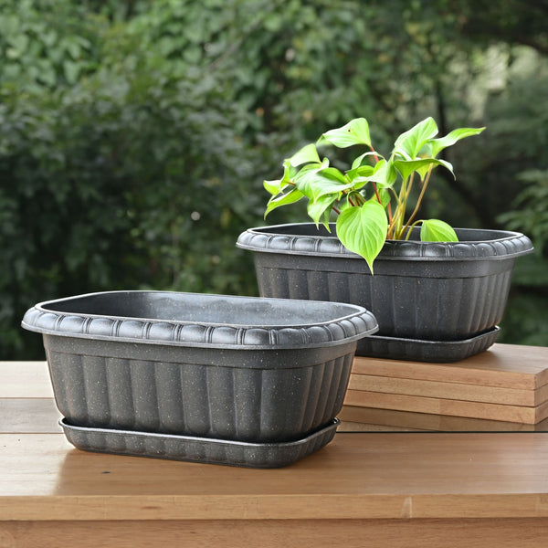 Earth Friendly Growlite 13 inch Pots for Plants with Tray | Pack of 2