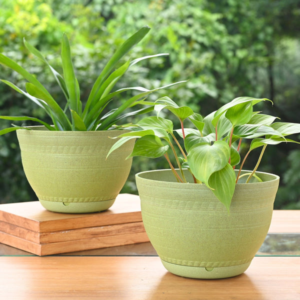 Earth-Friendly 8 inch Ripple Pots & Planters | Set of 2
