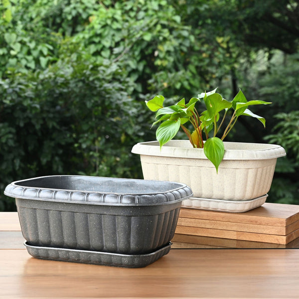 Earth Friendly Growlite 13 inch Pots for Plants with Tray | Pack of 2