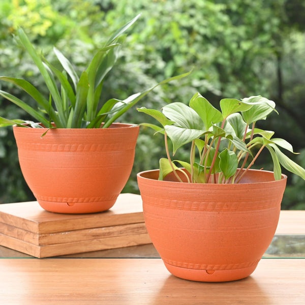Earth-Friendly 8 inch Ripple Pots & Planters | Set of 2