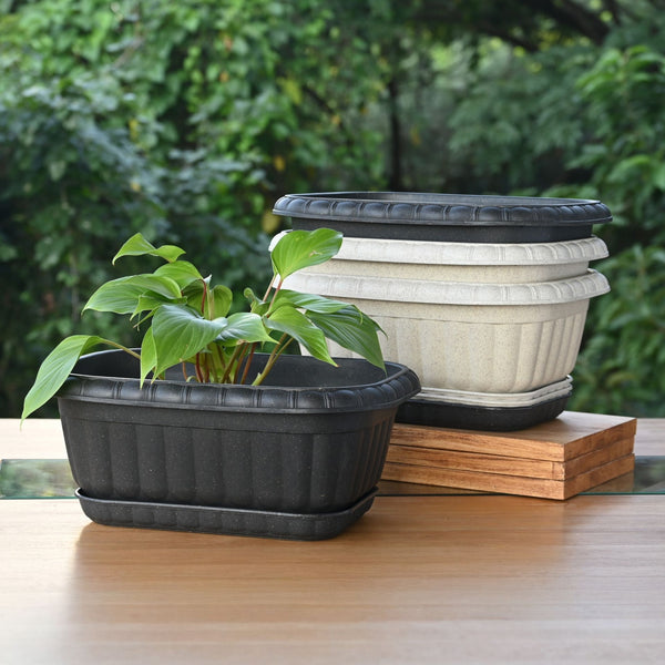 Earth Friendly Growlite 13 inch Pots for Plants with Tray | Pack of 4