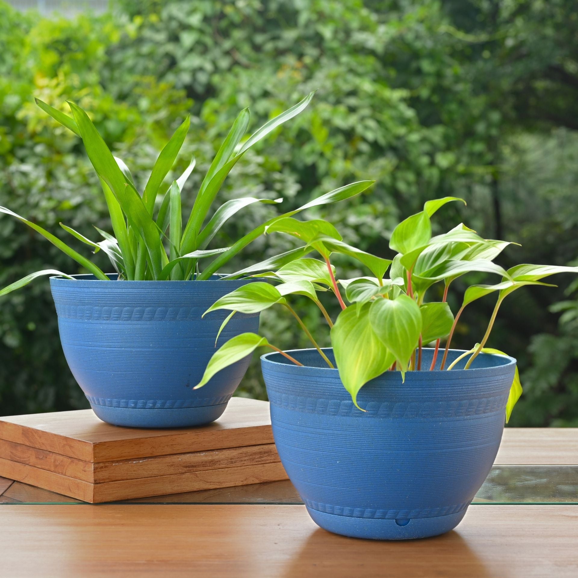 Earth-Friendly 8 inch Ripple Pots & Planters | Set of 2