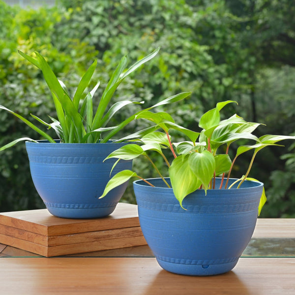 Earth-Friendly 8 inch Ripple Pots & Planters | Set of 2