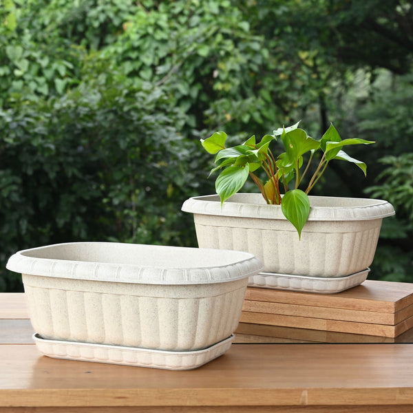 Earth Friendly Growlite 13 inch Pots for Plants with Tray | Pack of 2