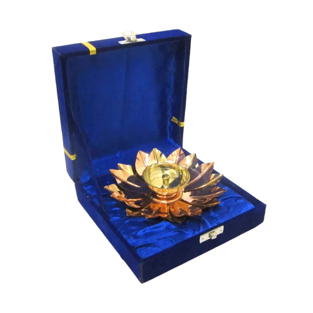 Lotus Diya Uncut – Brass Copper (Height: 2.5 Inch)